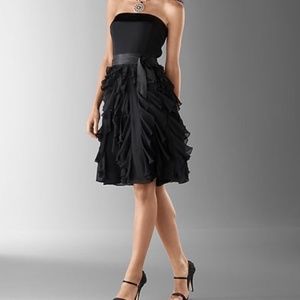 WHBM Ruffled Strapless Little Black Dress